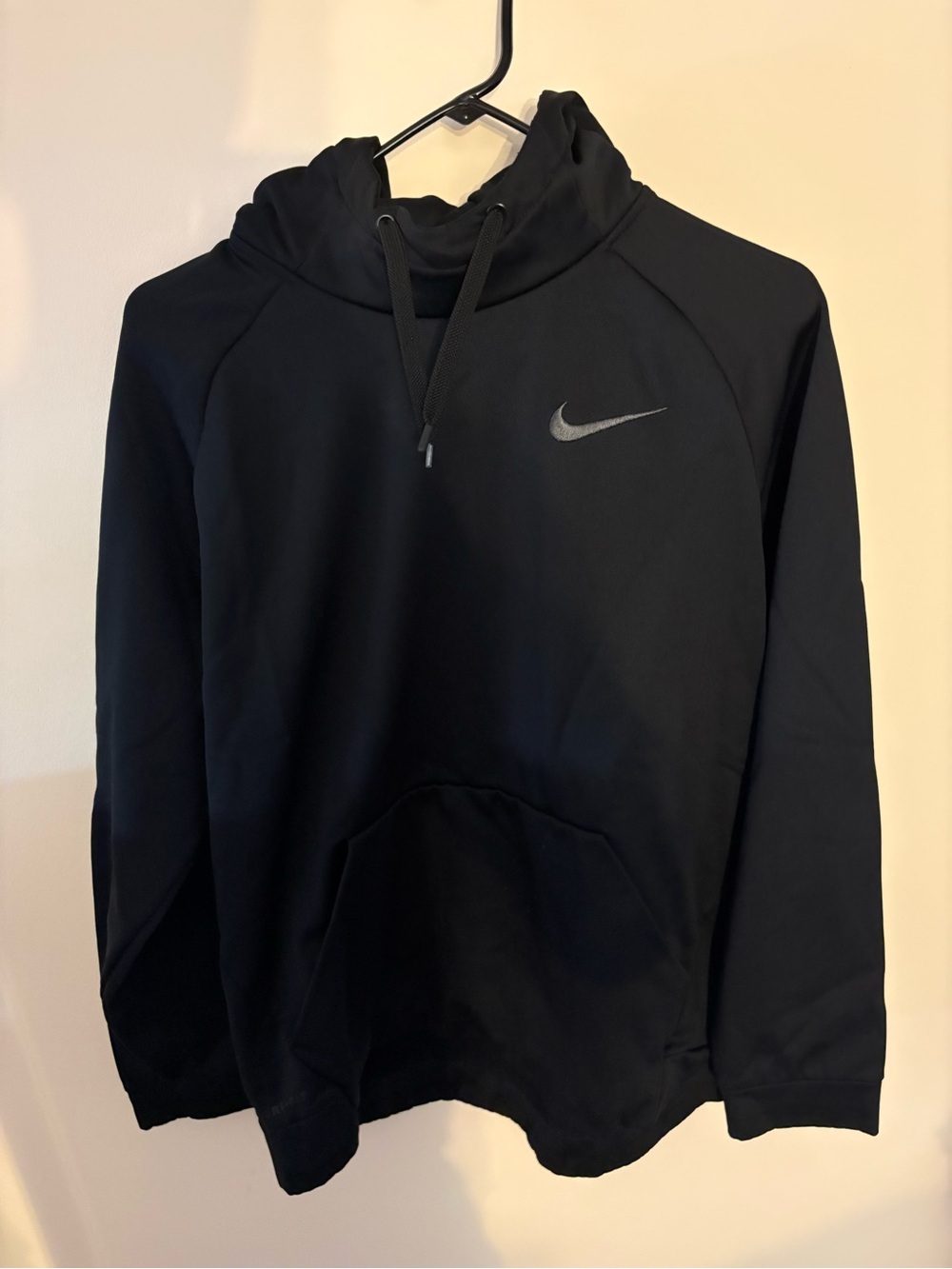Men’s Nike Dri-FIT Logo Pullover Hoodie Fleece Black Size Large